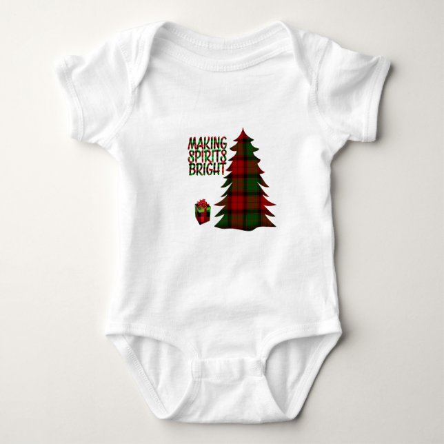 Body Para Bebê Xadrez de Árvore de Natal (Frente)