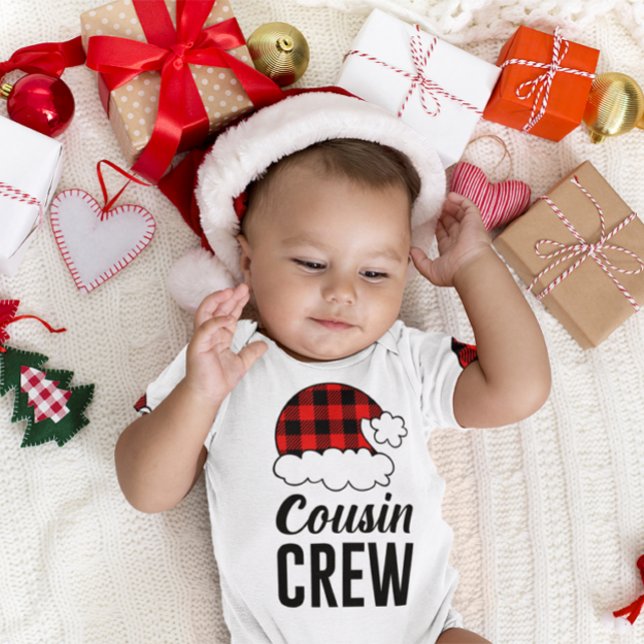 Body Para Bebê Xadrez de Natal do Cousin Crew Buffalo (Cousin Crew Christmas Holiday Buffalo Plaid Baby Bodysuit)
