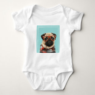 Body Para Bebê Xadrez Shirt Pug