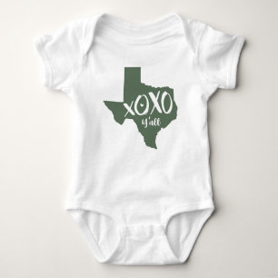Body Para Bebê XOXO, Y'all - Cactus Green Texas State Shape