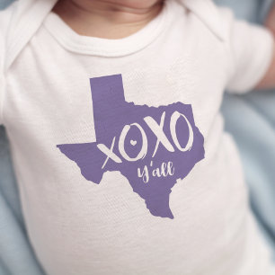 Body Para Bebê XOXO, Y'all - Forma de Estado do Texas Roxo Periwi