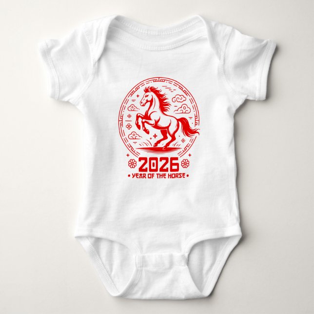 Body Para Bebê Year Of The Horse 2026 - Chinese New Year (Frente)