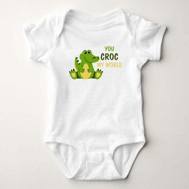 Body Para Bebê You Croc My World Crocodile Aligator Baby Romper (Frente)