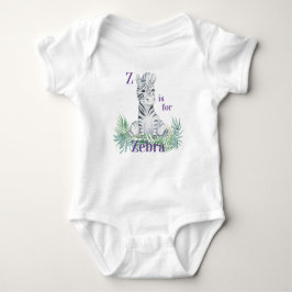 Body Para Bebê Z é para ZEBRA - Zebra Sentada Em Ferns