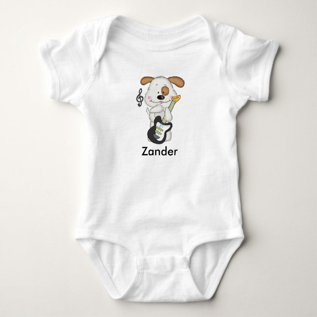 Body Para Bebê Zander's Rock and Roll Puppy (Frente)