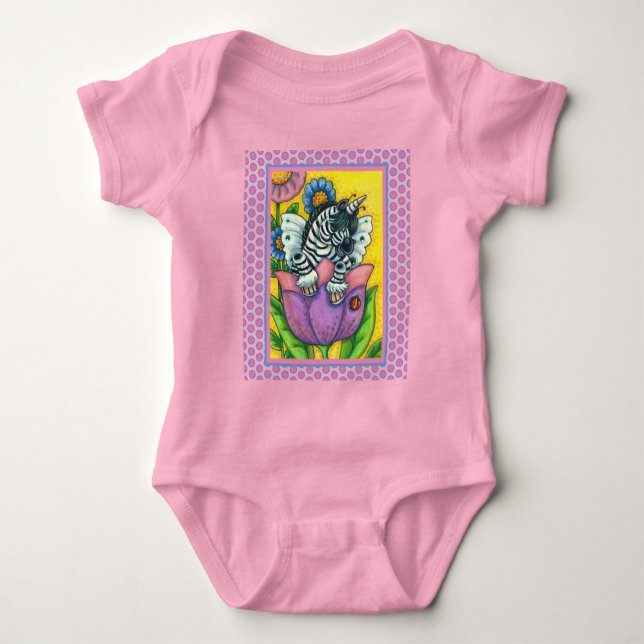 Body Para Bebê ZEBO WHIMSYNICKER, ZEBRA UNICORN Fantasy (Frente)