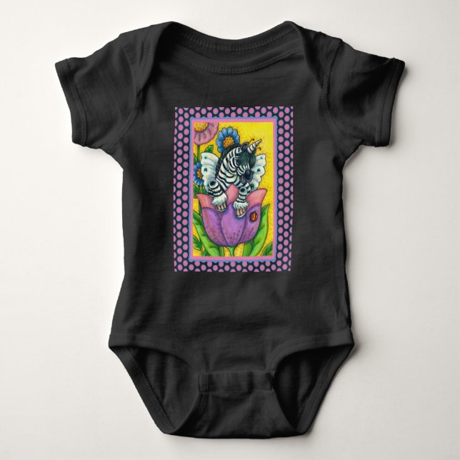 Body Para Bebê ZEBO WHIMSYNICKER, ZEBRA UNICORN Fantasy (Frente)
