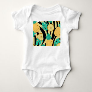 Body Para Bebê Zebra, monstera, abacaxi: padrão de verão.