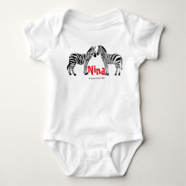 Body Para Bebê Zebra preto e branco elegante com monograma