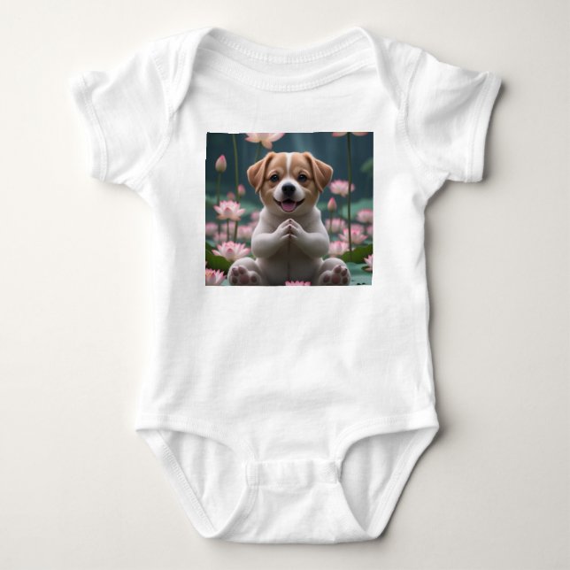 Body Para Bebê Zen Puppy on Lotus - Baby Bodydress (Frente)