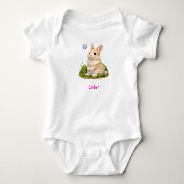 Body Personalizado de Coelho Fofo para Bebê  (Frente)