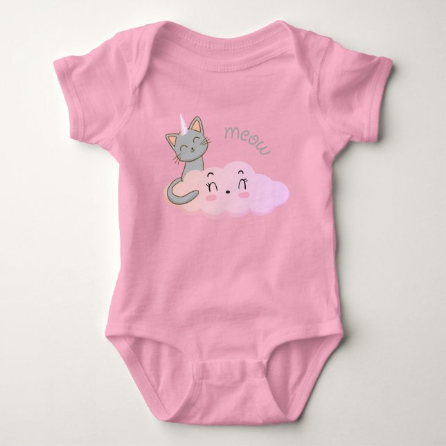 body unicat cloud meow  bodysuits para bebê (Frente)