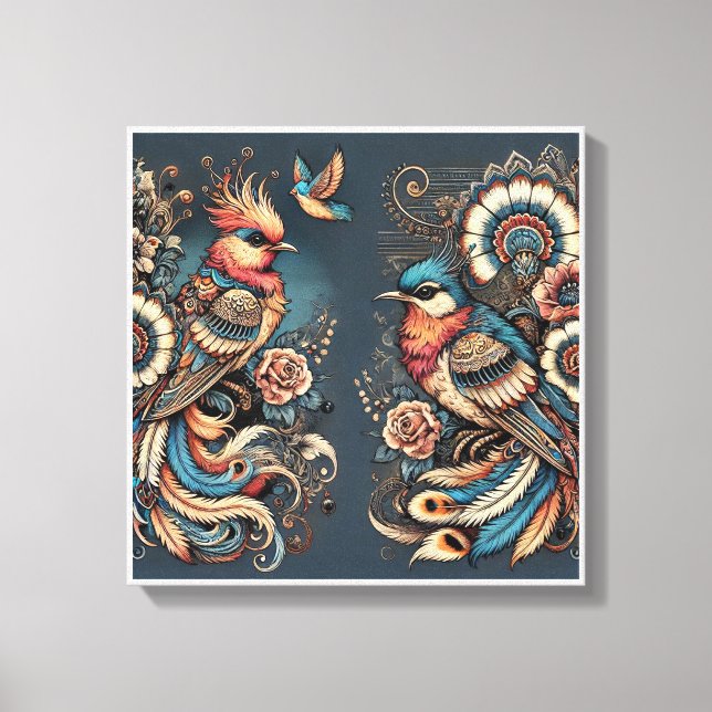 Boêmia Elegance Birds na Harmony Canvas Art Wall (Frente)