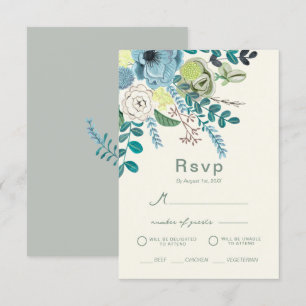 Boêmian Sea Greens Chic Floral Flowers Convite