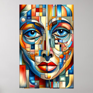 Bohemian Abstrato Modern Lady Face Poster