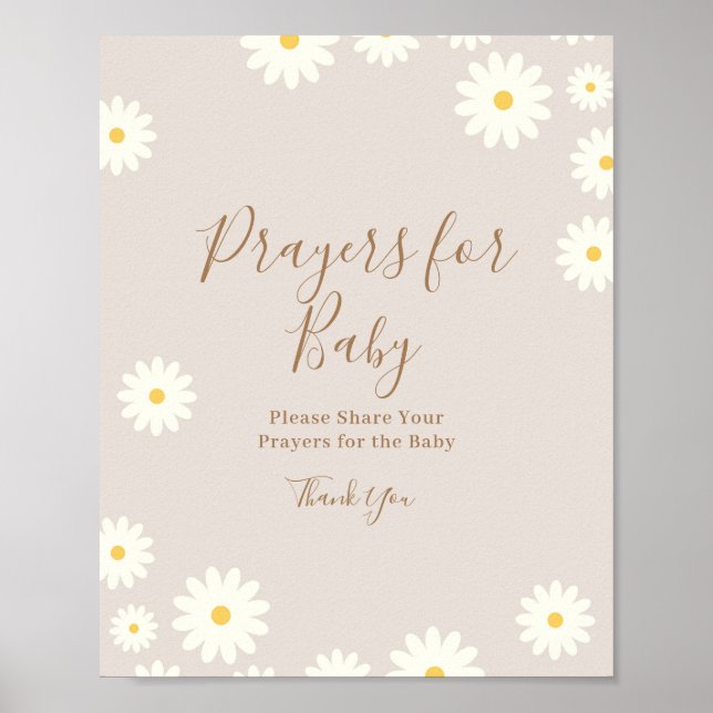 Bohemian Daisy Floral Prayers para o Baby Poster (Frente)