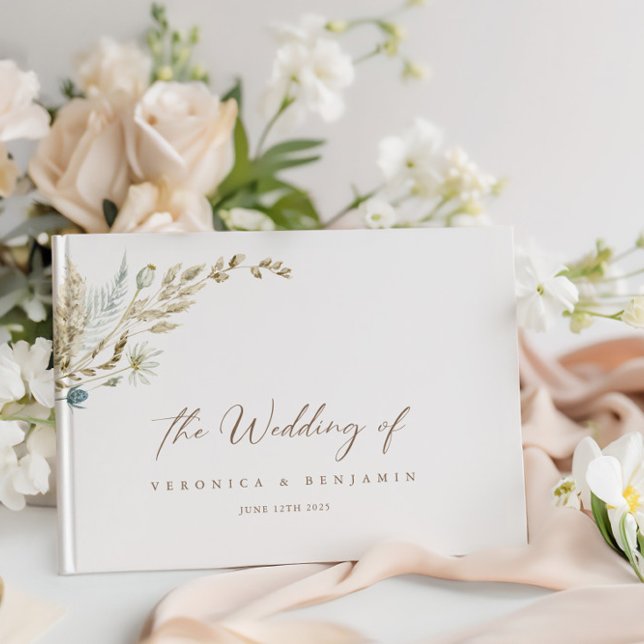 Bohemian Elegant Dried Meadow Grass — Livro de Con (Bohemian Elegant Dried Meadow Grass Guest Book)