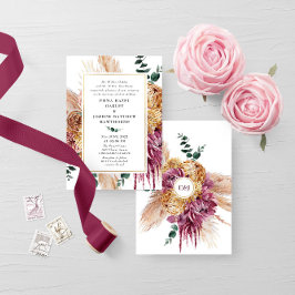 Bohemian Fall Burgundy Convite Floral