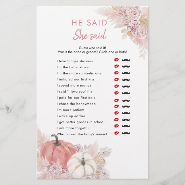 Bohemian Fall Love Pumpkin Ele Disse Que Disse (Frente)