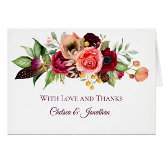 Bohemian Floral Romance Casamento Obrigado Cartões
