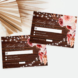 Bohemian Rosa Rustic Wood Weding RSVP