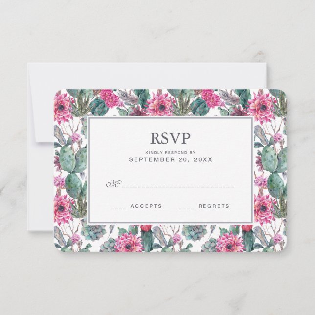 Bohemian Succulent & Floral - RSVP de Casamento (Frente)