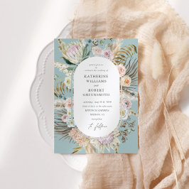 Bohemian Teal Elegant - Convite Para Casamento Flo