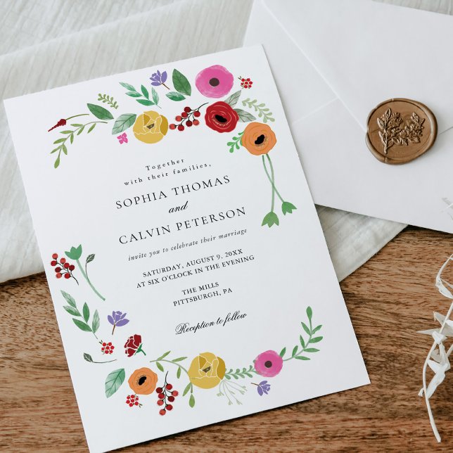 Bohemian Wedding Floral Convite (Criador carregado)