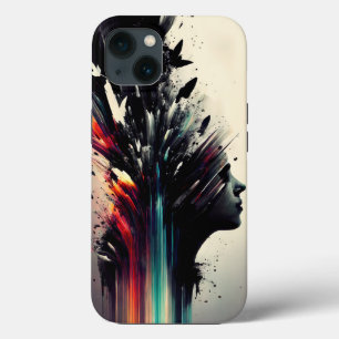 Boho abstrato art com cara de menina