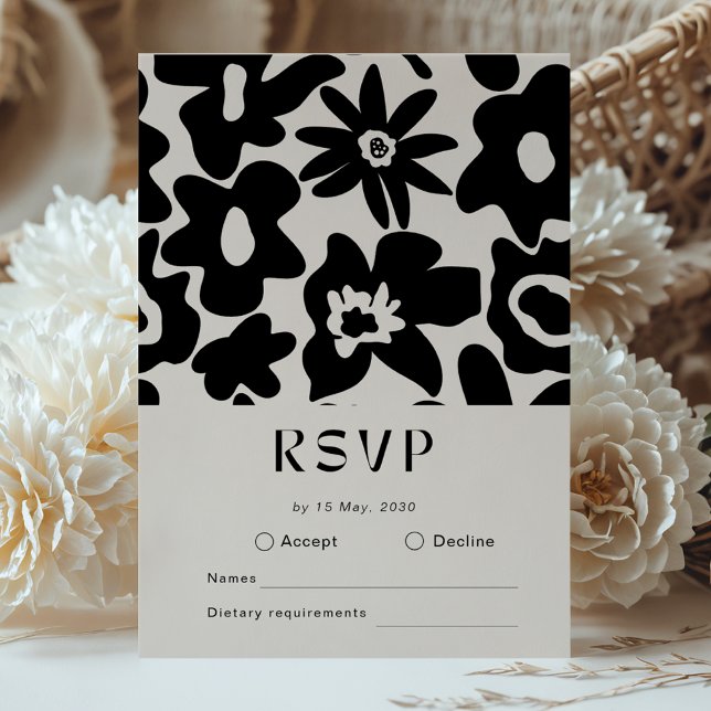 Boho Abstrato Floral Wedding RSVP (Criador carregado)