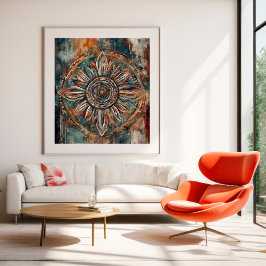 Boho Abstrato Flower Art Poster
