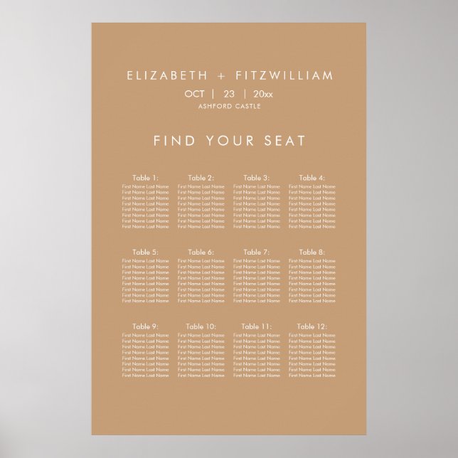 Boho Abstrato | Poster de Assento de Casamento de  (Frente)