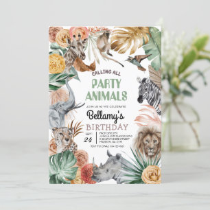 Boho Animal Safari Convite De Aniversário