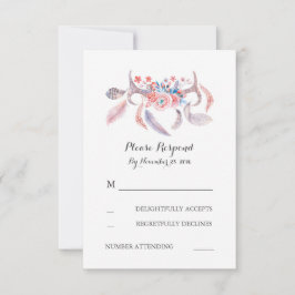 boho antlers de casamento rsvp