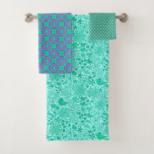 Boho Aqua Conjunto de Toalhas Roxas
