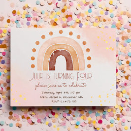 Boho aquarela arco-íris Convite de Aniversário