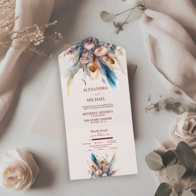 Boho Aquarela Casamento de Grama das Pampas (Criador carregado)