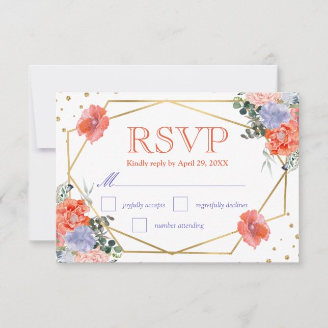 Boho Aquarela Flores de Verão Casamento RSVP (Frente)