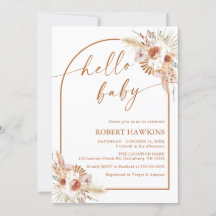 Boho Arch Pampas Chá de fraldas Grass Convite