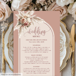 Boho Arch Powder Pink Pampas Floral Wedding Menu