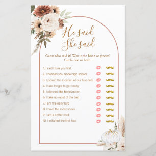 Boho Arch White Pumpkin Ele disse que ela disse "C