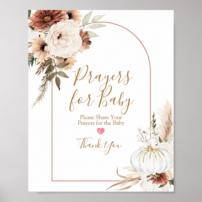 Boho Arch White Pumpkin Prayers para Baby Poster (Frente)