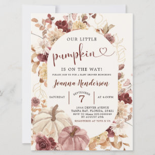 Boho Autumn Pumpkin Floral Chá de fraldas Convite