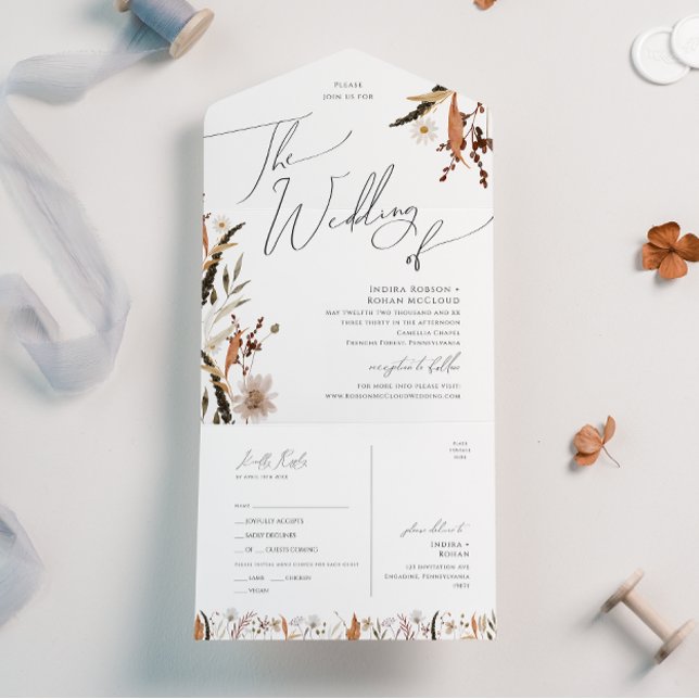 Boho Autumn Wildflower | Casamento de Selo e Envio (Criador carregado)