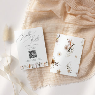 Boho Autumn Wildflower Placa RSVP de Código QR