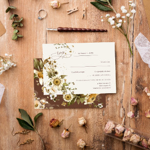Boho Autumn Wildflower   Terracotta Wedding RSVP