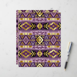Boho Aztec Geo Padrões Roxo e Dourado