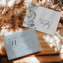 Boho Azul Empoeirado Floral Casamento RSVP