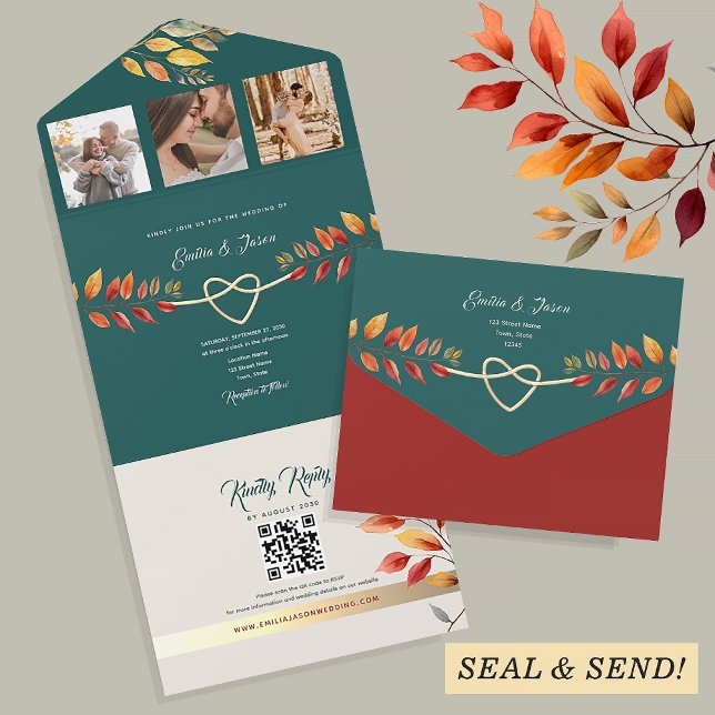 Boho Azul-verde Laranja Casamento de Outono (Criador carregado)