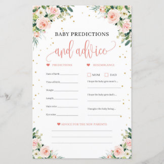 Boho baby predictions e cartão de jogo de aconselh